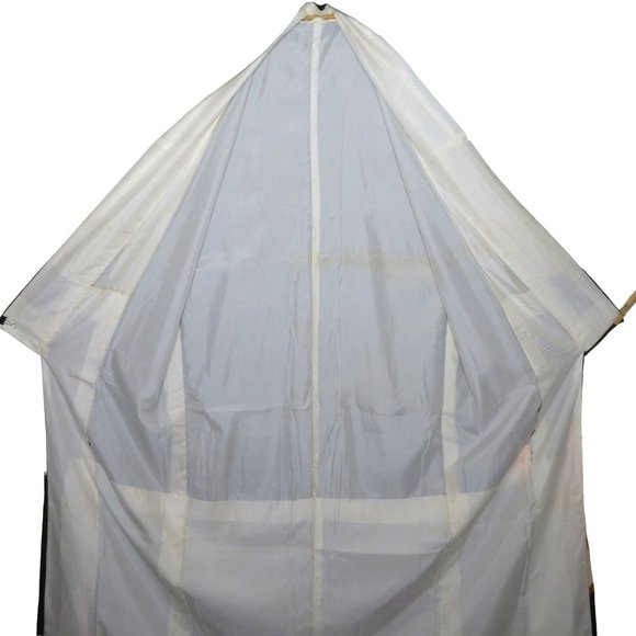 Japanese Kimono Silk Houmongi Vintage Black Multi Floral Copper Metallic 62 inch - Picture 6 of 16